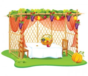 Sukkah-with-grapes-and-fruit-table